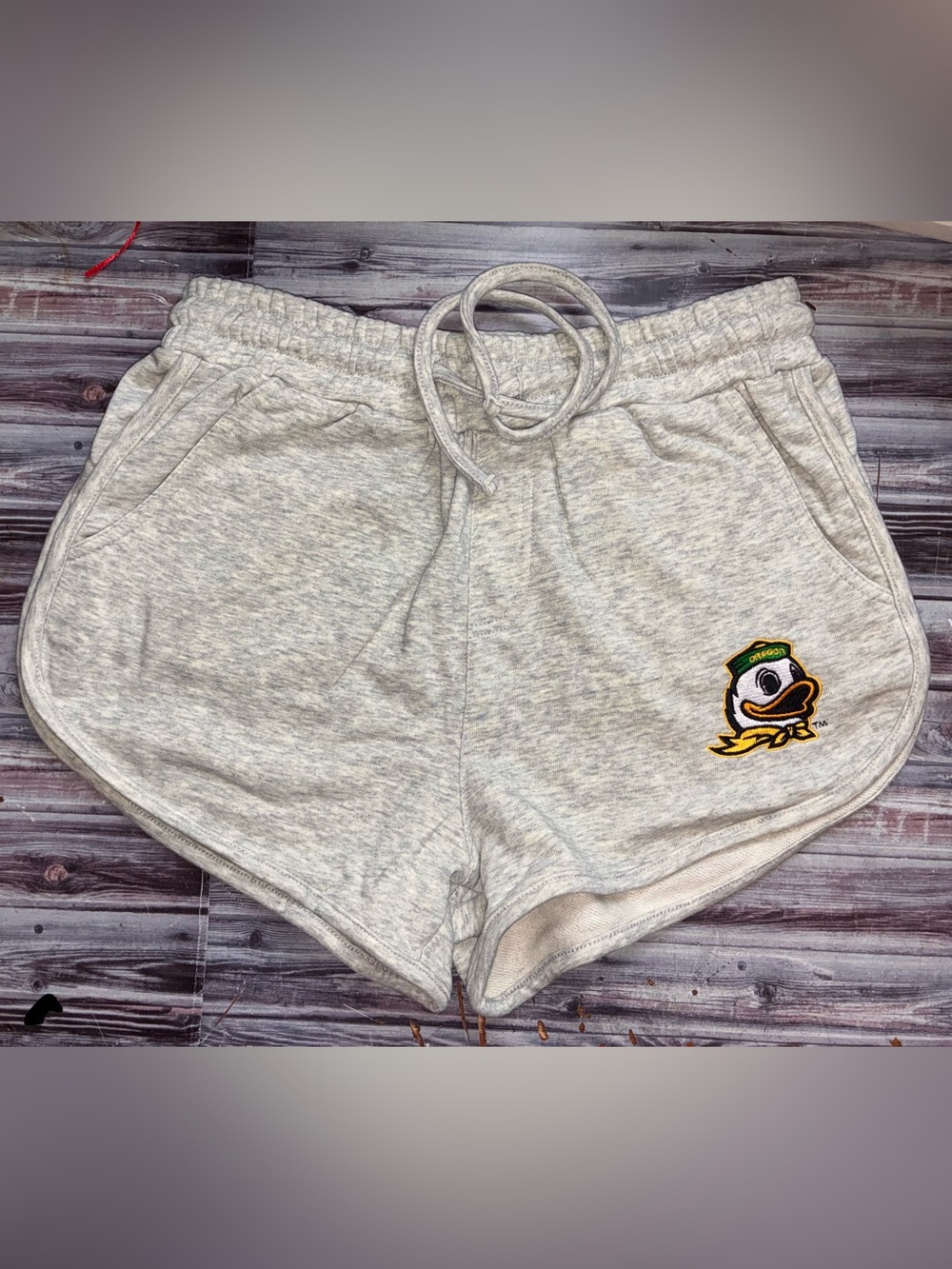 Heather Oatmeal Women's Athletic Shorts with Duck Logo